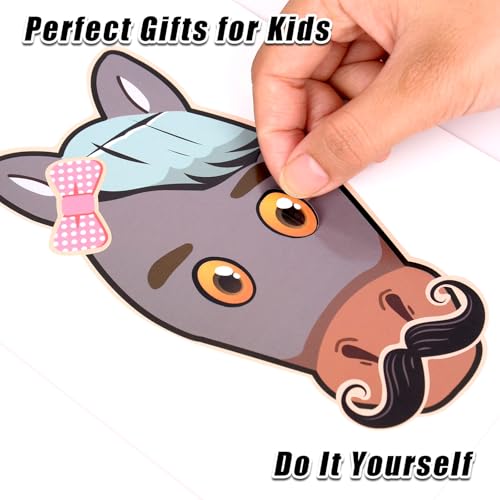 48 Sheets Create Funny Ponies Stickers, Make a Face Stickers for Boys and Girls, Travel Sticker Books, Party Favors, Birthday, Home, School and Activities Gifts for Kids Ages 3+ - style: Horse Head