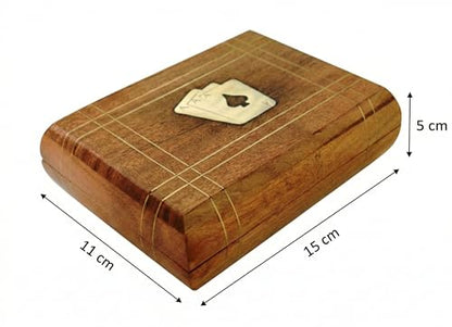 Playing Cards Holder, Handmade Wooden Card Storage Box with Brass Inlay Design, Anniversary Birthday Gifts Made in India (Design 5) - color: Design 5
