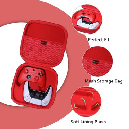 XANAD 2-in-1 Controller Case for Xbox/Playstation/Nintendo Switch/PowerA/ELISWEEN/GameSir/Diswoe/TIANHOO Wireless Controller - Hard Travel Protective Carrying Storage Bag(Red) - color: Red