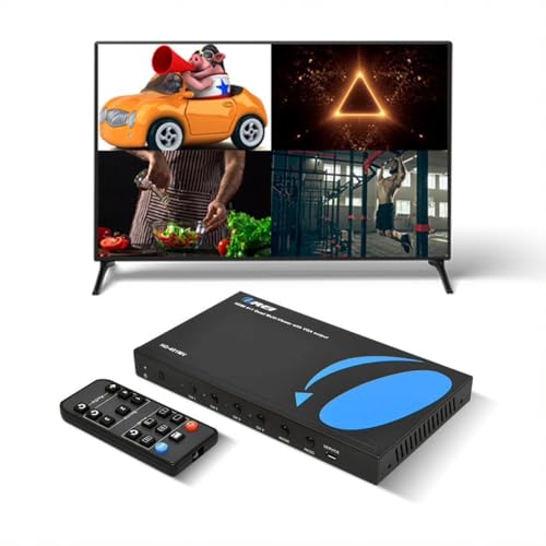 OREI 4x1 Quad Multi Viewer Switch - 1080p IR 3.5mm/Analog HDMI 1.4 HDCP 1.4 | Multiviewer, HDMI Switch 4x1 – 5 Display Modes, VGA Output, LPCM 2CH Audio, 4.95Gbps, Auto Input Detection - style: 4x1 Multiviewer - 1080p with VGA