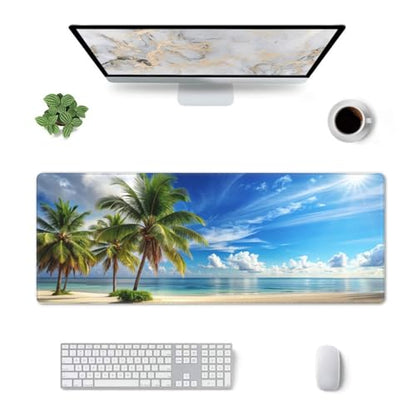 Beach Mouse Pad XL Large Mousepad Non Slip Rubber Base Desk Mat for Laptop Computer Gaming 31.5" X 12" - color: Beach