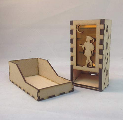 Bard Mini Dice Tower v1 Neon Orange Acrylic Window Laser Cut MDF Unique Gift
