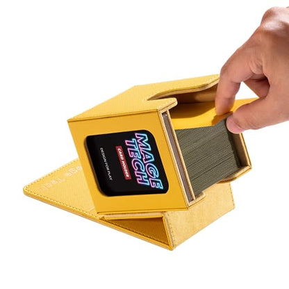 Mage Tech Commander Deck Box Lite - Card Display with Snap Card Holder & Removable Cover, Fits 100+ Single-Sleeved Cards, Ideal for MTG, PTCG, OPCG, SWU & More (Yellow) - color: Yellow