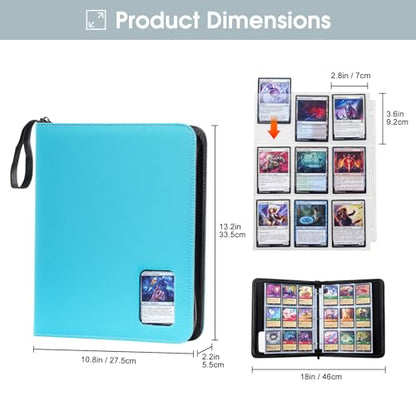 ProCase 900-Pocket Card Binder with Clear Window -Lightblue | 9 Double-sided Pockets, Trading Cards Colletction Album Holder, Removable Sleeves, Holds MTG, TCG, Sports & Football Cards - color: Lightblue