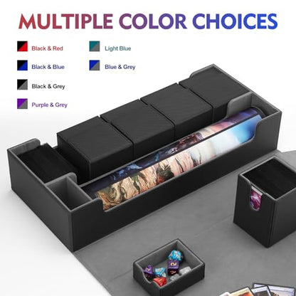 Premium Trading Card Storage Case TCG Deck Box Holds 800+ Sleeved Cards for MTG, YuGiOh, Uno, Sport with Strong Magnet Closure (Black) - color: A-Black - 800 Cards