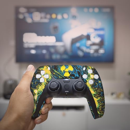Radioactiive Custom PS-5 Controller Wireless compatible with Play-Station 5 Console by BCB Controllers | Proudly Customized in USA with Permanent HYDRODIP Printing(NOT JUST A SKIN)(MODDED) - color: Radioactiive, size: Modded - Front & Back Print