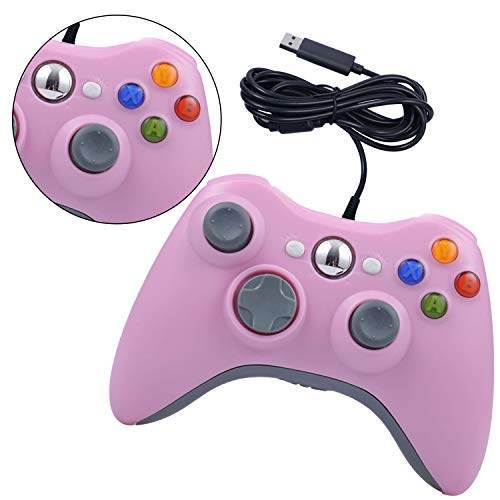 ONE250 USB Wired Game Pad Controller, Compatible with Xbox 360, Xbox 360 Slim, Windows PC - Replacement USB Wired Gamepad (Pink) - color: Pink