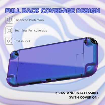 PlayVital Glossy Protective Case for Nintendo Switch 2 with Extra Stand & Thumb Grip Caps | Solid Color Series, Chameleon Purple Blue - color: Chameleon Purple Blue