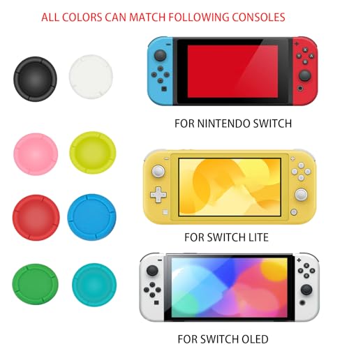 12PCS Replacement Joystick Cap Thumb Grip for Switch OLED Joycon & Switch Lite, for Joycon Grips Thumbstick Cover 3D Analog Repair Kit(Black) - color: Black