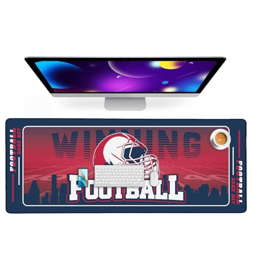 Football Desk Mat, Large Stitched Edges Gaming Mouse Pad, Blue Red City Design Keyboard Mat for Laptop Computer Desktop - 31.5x12 Inch for Football Fans - color: Blue Red Football