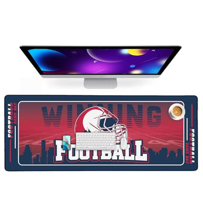 Football Desk Mat, Large Stitched Edges Gaming Mouse Pad, Blue Red City Design Keyboard Mat for Laptop Computer Desktop - 31.5x12 Inch for Football Fans - color: Blue Red Football