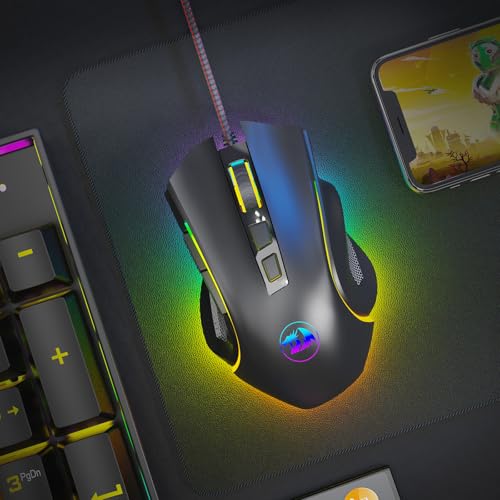 Redragon M602 Gaming Mouse, Ergonomic RGB Gaming Mouse Wired with 7200 Adjustable DPI, 9 Programmable Buttons, Professional Software for Gamer Office [Black] - color: M602
