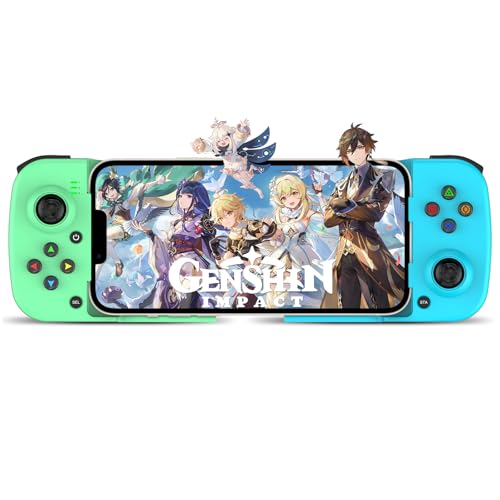 Joso Phone Controller for iPhone/Android Support Phone Case, Mobile Gaming Controller with Ergonomic Design - Wireless Gamepad for Cloud Gaming & PS Remote Play - color: Green+Blue