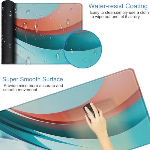 Extra Large Gaming Mouse Pad 31.5 x 11.8 in, Waterproof Mousepad with Stitched Edges, Premium Microfiber Cloth Surface, Non-Slip Base Keyboard Desk Mat for Home Office Gaming, Desktop Blue Red - color: Desktop Blue Red, size: 31.5L x 11.8W inches