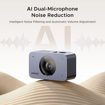 UGREEN FineCam 4K Webcam for PC/Mac, 1080P 60FPS with 1/2.55" CMOS Sensor, Auto Focus, Dual AI Noise-canceling Mics, Portrait Mode for Live Streaming, Conference, OBS, Zoom, Teams, with Privacy Cover