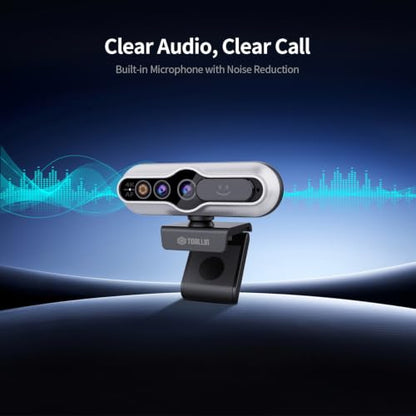 TOALLIN 4K Webcam for PC, Windows Hello Compatible, Facial Recognition, Autofocus, Built-in Mic & Privacy Cover, USB Camera for PC Laptop, Streaming, Conferencing & Video Calls