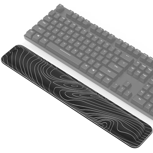 TECKNET Wrist Rest for Computer Keyboard Ergonomic, 1 in Thick, 17x3.3 in | Thicken Memory Foam, Typing Pain Relief, Wrist Support Pad for Keyboard, Comfort for Home/Office/Work, Anti-Slip Rubber Base - color: Black + Contour Line