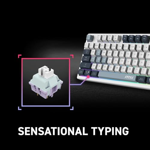msi Forge GK600 TKL Wireless Sky - Mechanical Linear SWITCHES - Dye-Sublimated PBT Keycaps, Anti-Slip Base, RGB LED, USB 2.0, Bluetooth, 2.4 GHz - Tenkeyless - style: FORGE GK600 TKL W SKY US