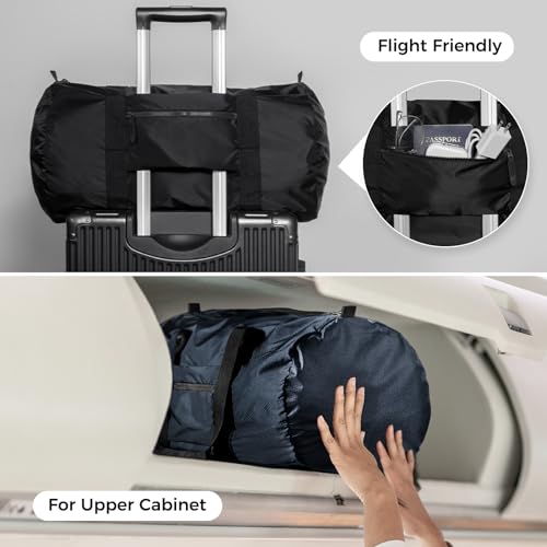 pack all Lightweight Travel Duffel Bag, 45L Foldable Weekender Bag | Ultralight, Packable, Water-Resistant, Tear-Resistant Nylon, YKK Zipper, Luggage Sleeve, For Travel, Camping, Gym, Navy - color: Navy, size: 45L