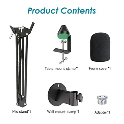 YOUSHARES Razer Seiren X Wall Mount Boom Arm - Wall Mount Microphone Holder for Razer Seiren X Mic, Vertical Surface Mount and Freely Swiveling Metal Wall Mount Clip Suitable for Saves the Desk Space - color: Boom Arm + Wall Mount