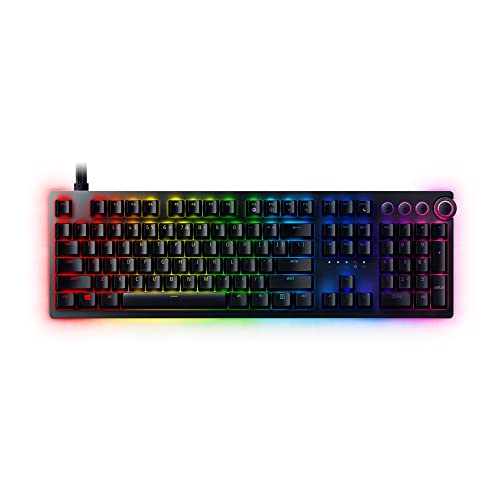 Razer Huntsman V2 Optical Gaming Keyboard: Linear Optical Switches - 8000Hz Polling Rate - Doubleshot PBT Keycaps - Dedicated Media Keys & Dial - Ergonomic Wrist Rest - Snap Tap - color: Classic Black, size: Huntsman V2