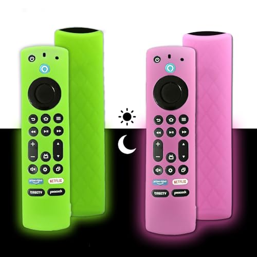 2-Pack Silicone Remote Cover for Toshiba/Insignia, Green & Pink | Soft Silicone Remote Covers with Anti-Slip Grip, Drop-Resistant Protection, Includes Lanyard, for Toshiba /Insignia Remotes - color: Green + Pink