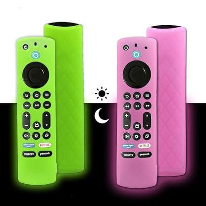 2-Pack Silicone Remote Cover for Toshiba/Insignia, Green & Pink | Soft Silicone Remote Covers with Anti-Slip Grip, Drop-Resistant Protection, Includes Lanyard, for Toshiba /Insignia Remotes - color: Green + Pink