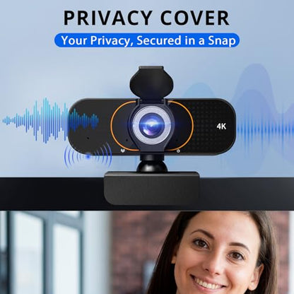 Webcam for pc, Camera for Computer/Laptop/Light Correction/Microphone, Web cam for Streaming/Gaming/Online Classes/Conferences/Video Callings,Updated HD 4K Webcam - style: Updated 4K-GQ