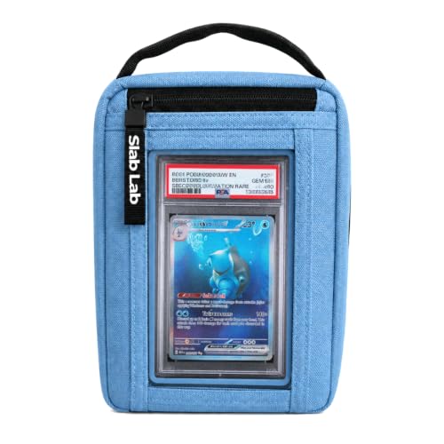 Sling Bag Storage Case for PSA Graded Cards & Singles | Cross Body Slab Storage with Display Window for Card Shows (Blue) - color: Blue
