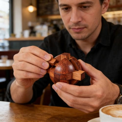 Wooden Brain Teaser Puzzles for Adults - Challenging 3D IQ Logic Games for Teens 14+, Stress Relief Desk Toys & Office Decor, Unique Gifts for Men, Women, Seniors (Ball) - style: Ball