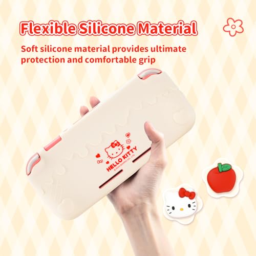 Kuitmor Switch Lite Protective Case,Soft Silicone Protective Shell,Anti-Scratch Protective Cover Case for Switch Lite with 2 Thumb Grip Caps（Beige Hello Kitty） | Soft Silicone - color: Beige Hello Kitty