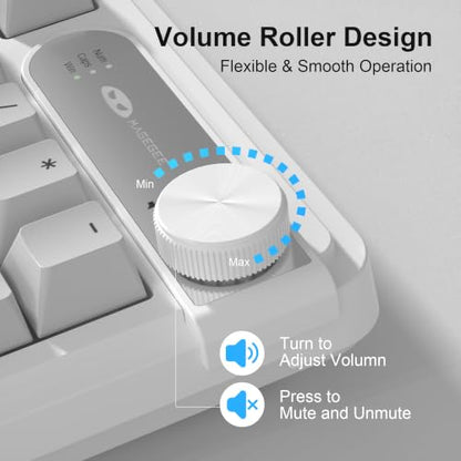 MageGee 96% Gaming Keyboard, RGB Backlit Wired Mechanical Feel Keyboard with Volume Knob, Full Size USB Keyboard with Number Pad, 19-Key Rollover, Multimedia Keys for PC Computer Laptop Windows - color: Greywhite