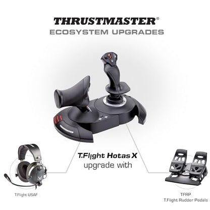Thrustmaster T-Flight Hotas X USB Flight Sim Stick & Throttle - PC | Detachable design, adjustable resistance, 12 programmable buttons, 5 axes, dual rudder control, preset memory, ergonomic - style: PC