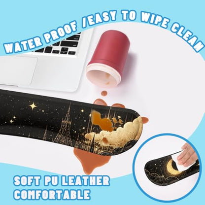 Fantasy Castle Desk Mat Set Celestial Gothic Night Large Mouse Pad with Wrist Rest 4-in-1 Desk Mat for Desktop Ergonomic Computer Desk Arm Wrist Anti-Slip Computer Ergonomic Mouse Pad Office Gaming - color: Fantasy Castle, size: 34.5" x 15.7"