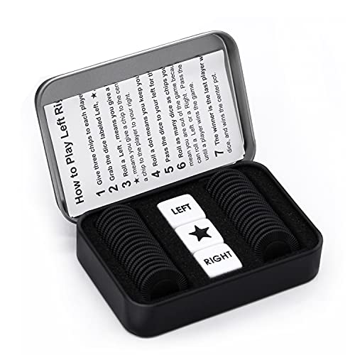 Bilywey Left Right Center Dice Game Set with 3 Dices + 36 Black Chips (Black) - color: Black