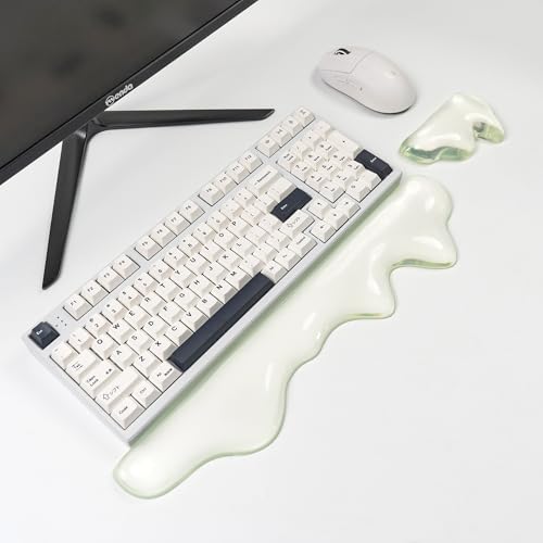 Ergonomic Gel Wrist Rest for Keyboard and Mouse, Wrist Rest Set, Cute Silicone Wrist Rest for Computer Keyboard 60%/68%/75% (Green) - color: Green
