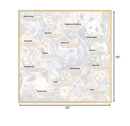 Masterpieces 48 Piece Fun Facts Jigsaw Puzzle for Kids - Safari Friends Wood Puzzle - 12"x12" - style: Safari Friends