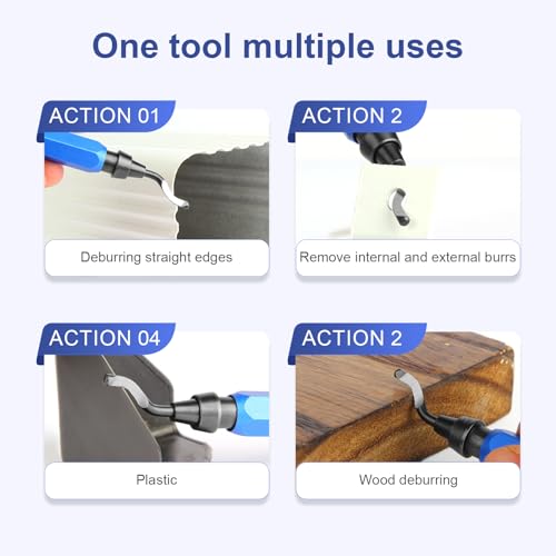 10-Piece HSS Deburring Tool Set – High-Speed Steel Blades for Metal, Aluminum, Copper, PVC, Resin, Wood & 3D Prints – Manual Chamfer & Reamer with Metal Handle