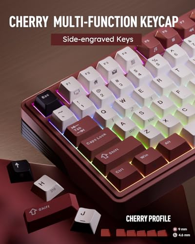RK ROYAL KLUDGE M100 Wireless Mechanical Keyboard with Screen & Knobs, Red | RGB Gaming Keyboard with Number Pad, Bluetooth/2.4G/Wired, Hot Swappable Gasket Mount, Full Size for PC/Win/Mac, Cream Switch - color: Red