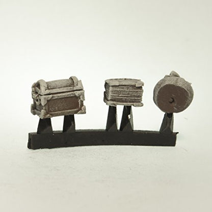 Stonehaven Treasure Accessories Set - Bag, Chest, and Book, Lead-Free Pewter Props for 28mm Tabletop Games, Made in USA