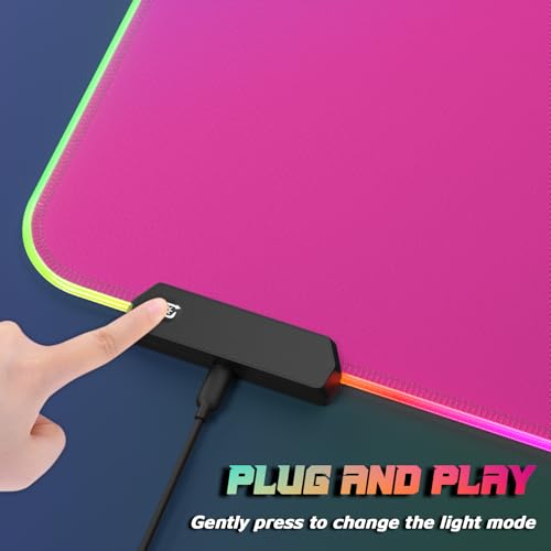 ITNRSIIET RGB Gaming Mouse Pad Full Desk XL Extended Large Gaming Mousepad 12 Lighting Modes, 30% Thicker, Big LED Desk Mat for Keyboard Men Gamers Esport Pros, 32" x 12",Gradient Red Purple - color: Z-gradient Red Purple