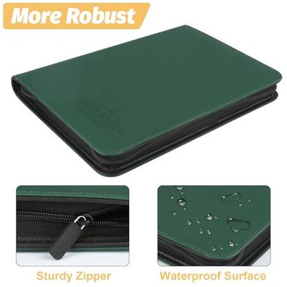 Trading Card Binder, Card Collection Binder Album Folder with 540 Side Loading Pockets, 9 Pocket Trading Card Album Folder for TGC,MTG, Baseball Cards, Yugioh - color: R-green