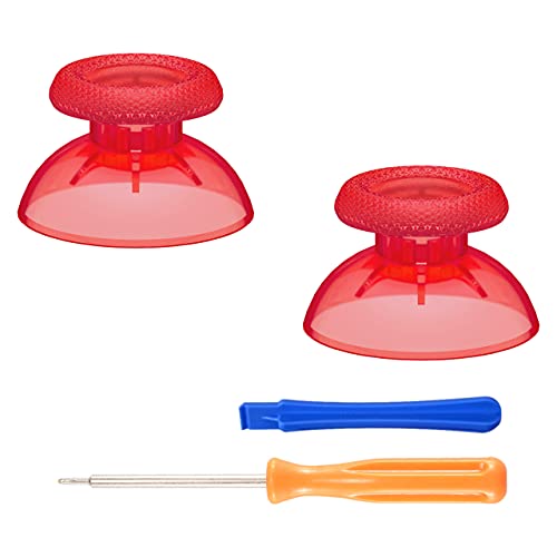 eXtremeRate Clear Red Replacement Thumbsticks for PS5 Controller, Custom Analog Stick Joystick for PS4 Controller Universal - color: Clear Red