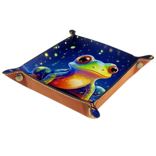 Cute Frog Dice Tray PU Leather Dice Rolling Tray Folding Dice Holder for Dice Games, Like RPG, DND and Other Table Games - color: Multi 4