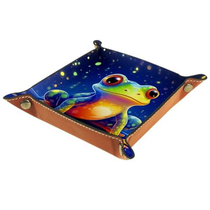 Cute Frog Dice Tray PU Leather Dice Rolling Tray Folding Dice Holder for Dice Games, Like RPG, DND and Other Table Games - color: Multi 4