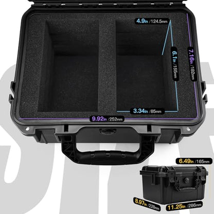 QINGUANG Graded Card Storage Box,Trading Card Case with 4 Foam Dividers,IP67 Waterproof PSA Slab Case for PSA/CSG/CGC/SGC/BGS Top Loaders Sports Cards - size: 2 Rows standard