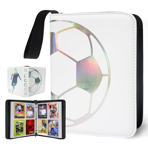 400 Pockets Soccer Card Binder, Portable Waterproof Storage Card Album with Removable Sleeves for Sports Soccer Cards 2025 2026 Collectors - color: Dazzling Soccer-400 Cards, size: 4 Pocket