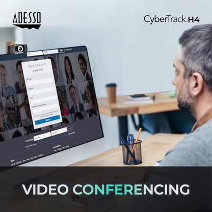CyberTrack H4 Webcam 1080P HD USB, Black | Built-in Microphone, Zoom Certified