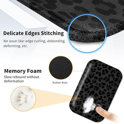 Mouse Pad Desk Mat Ergonomic Wrist Support Pad Set,Mouse Wrist Rest Keyboard Pad with Stitched Edges and Non Slip Base-Black Leopard Panther Cheetah Print - color: Black Leopard
