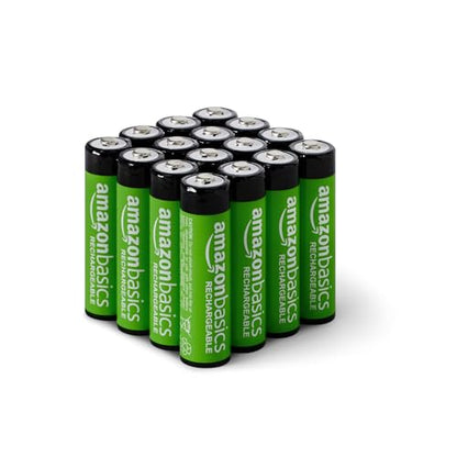 Amazon Basics 16-Pack Rechargeable AA NiMH Batteries, 2000 mAh, 1.2V, Low Self Discharge, Pre-Charged, Recharge up to 1000x Times - size: 16 Count (Pack of 1)
